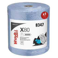 FamPro Tissue Germany GmbH KCP WYPALL* X80 Wischtücher, Großrolle blau, Tücher für anspruchsvolle Pflege- und Reinigungsvorgänge, 1 Rolle = 455 Tücher 8347