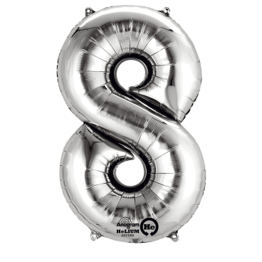 Folienballon Zahl 8 - silber. Folienballon Zahl 8 - silber. - Bild-Darstellung des Produktes 1