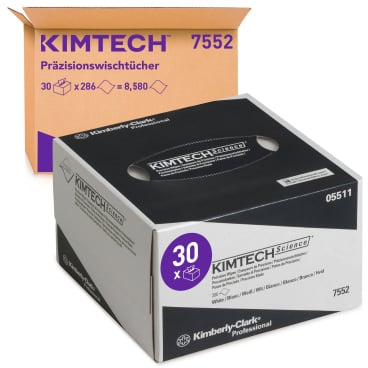 KIMTECH SCIENCE* Reinigungstücher Präzisionstücher, weiß 1 Karton = 30 Boxen à 286 Stück = 8580 Tücher - Bild-Darstellung des Produktes 1