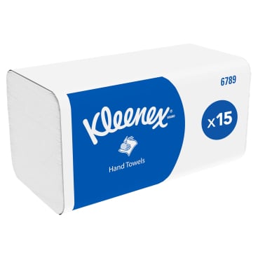 KLEENEX® Falthandtücher, Interfold, weiß  1 Karton = 15 Packungen à 186 Stück = 2790 Tücher, 21 x 21,5 cm - Bild-Darstellung des Produktes 1