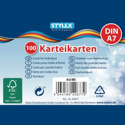 STYLEX® Karteikarten, A7