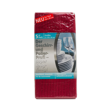 Gözze Polier- und Gerschirrtücher, 30 x 30 cm 1 Packung = 5 Stück, bordeaux - Bild-Darstellung des Produktes 1