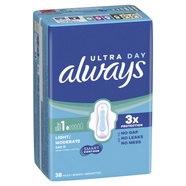 Always Ultra Day Damenbinden, Größe 1 1 Karton = 3 Packungen à 38 Stück - Bild-Darstellung des Produktes 1