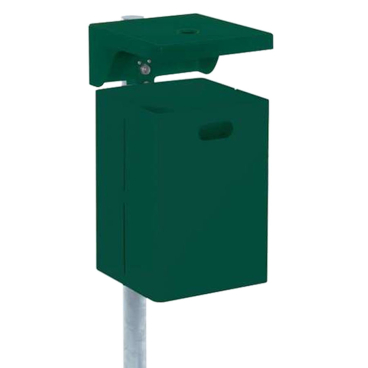 Schake Rechteck- Abfallbehälter 40l mit Dach, Schiene und Schlüssel inkl. Ascher beschichtet RAL6005 1 Stück - Bild-Darstellung des Produktes 1