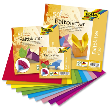 Faltblätter -Duo- - 50 Blatt 10 Farben sortiert 80g 15x15cm. Faltblätter -Duo- - 50 Blatt 10 Farben sortiert 80g 15x15cm. - Bild-Darstellung des Produktes 1