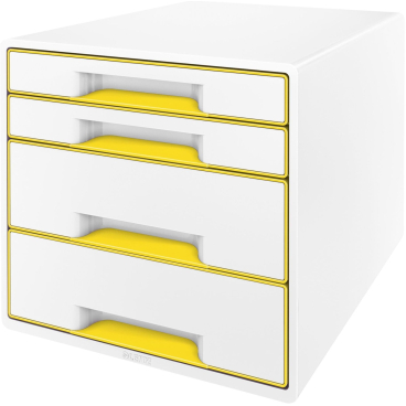 Schubladenbox Wow Cube 4 Schubladen Polystyrol weiß/gelb Schubladenbox Wow Cube 4 Schubladen Polystyrol weiß/gelb - Bild-Darstellung des Produktes 1