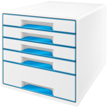 Schubladenbox Wow Cube 5 Schubladen PS perlweiß/blau Schubladenbox Wow Cube 5 Schubladen PS perlweiß/blau - Bild-Darstellung des Produktes 1