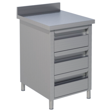 KBS Schubladenschrank 3 Schubladen BxT 50x60cm Aufkantung B 500 mm x T 600 mm x H 850 mm - Bild-Darstellung des Produktes 1