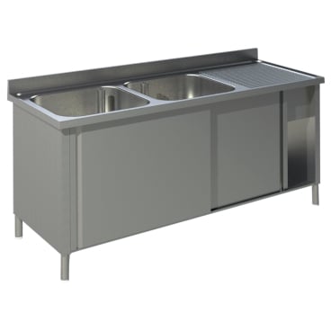 KBS Spülschrank mit Schiebetüren B 200cm - Becken links B 2000 mm x T 700 mm x H 850 mm - Bild-Darstellung des Produktes 1