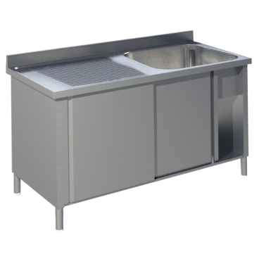 KBS Spülschrank mit Schiebetüren B 120cm - Becken rechts B 1200 mm x T 700 mm x H 850 mm - Bild-Darstellung des Produktes 1