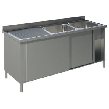 KBS Spülschrank mit Schiebetüren B 180cm - Becken rechts B 1800 mm x T 700 mm x H 850 mm - Bild-Darstellung des Produktes 1