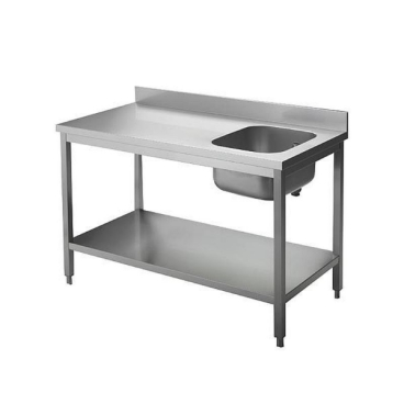 KBS Chef-Tisch mit Aufkantung B 160cm - Becken rechts B 1600 mm x T 600 mm x H 850 mm - Bild-Darstellung des Produktes 1