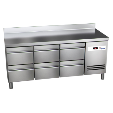 KBS Kühltisch Ready KT3006 mit Arbeitsplatte, Aufkantung 6 halbe Schubladen B 1792 mm x T 700 mm x H 850 mm - Bild-Darstellung des Produktes 1