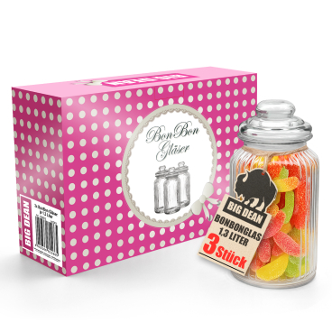 BigDean Bonbonglas 3x 1300ml Bonboniere Vorratsglas - Bild-Darstellung des Produktes 1