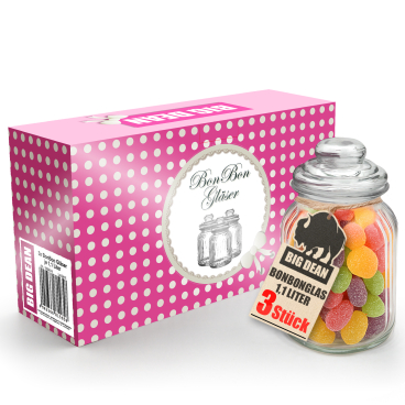 BigDean Bonbonglas 3x 1100ml Bonboniere Vorratsglas - Bild-Darstellung des Produktes 1