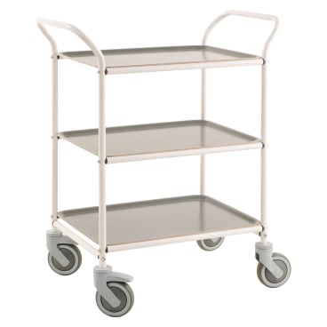 Kongamek Tablettwagen 770x495x960mm weiß pulverbeschichtet mit Bremse und 3 Tabletts in grau 1 Stück - Bild-Darstellung des Produktes 1