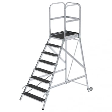 MUNK Podestleiter mit Rollen und Griff R13 Korund 8 Stufen 1 Stück - Bild-Darstellung des Produktes 1