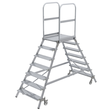 MUNK Podestleiter fahrbar Aluminium geriffelt 2x7 Stufen 1 Stück - Bild-Darstellung des Produktes 1