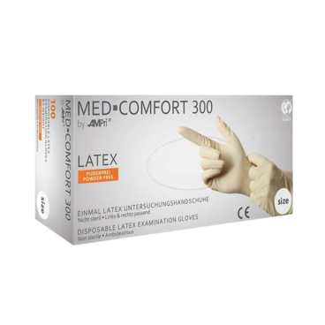 MED-COMFORT 300 Latexhandschuhe, puderfrei, weiß 1 Packung = 100 Stück, Größe M - Bild-Darstellung des Produktes 1