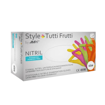Style Tutti Frutti Nitrilhandschuhe, puderfrei, farbenmix 1 Packung = 96 Stück, Größe XS - Bild-Darstellung des Produktes 1