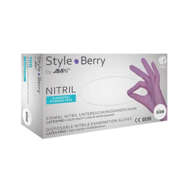 Style Berry Nitrilhandschuhe, puderfrei, lila 1 Packung = 100 Stück, Größe XS - Bild-Darstellung des Produktes 1