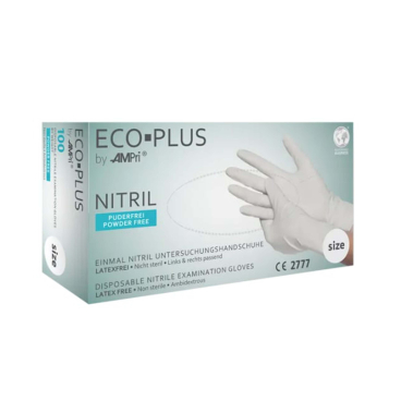 ECO-PLUS Nitrilhandschuhe, puderfrei, weiß 1 Packung = 100 Stück, Größe XL - Bild-Darstellung des Produktes 1
