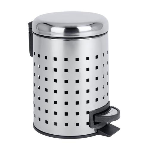 WENKO Leman Kosmetik Treteimer, Lochdesign, Edelstahl, 3 Liter