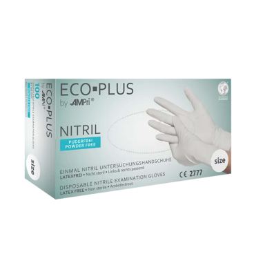 ECO-PLUS Nitrilhandschuhe, puderfrei, weiß 1 Packung = 100 Stück, Größe S - Bild-Darstellung des Produktes 1