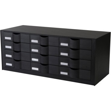 Schubladenelement HxBxT 35x34,2x85,7cm 12 Fächer PS (Polystyrol) schwarz Schubladenelement HxBxT 35x34,2x85,7cm 12 Fächer PS (Polystyrol) schwarz - Bild-Darstellung des Produktes 1