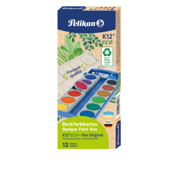 Deckfarbkasten K12 eco - 12 Farben + Deckweiß weiß/hellblau. Deckfarbkasten K12 eco - 12 Farben + Deckweiß weiß/hellblau. - Bild-Darstellung des Produktes 1