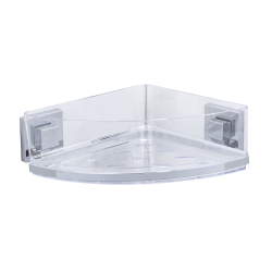 Wenko-Wenselaar GmbH & Co. KG WENKO Quadro Vacuum-Loc Eckablage, Edelstahl, Zur idealen Stauraumnutzung in Bad und Gäste-WC, 1 Etage, Maße (B: 28 cm x H: 8,5 cm x T: 19,5 cm) 22686100