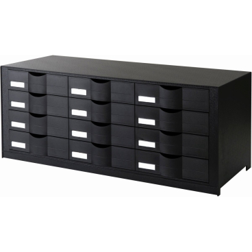Schubladenelement HxBxT 32,9x34,2x81,3cm 12 Fächer PS (Polystyrol) schwarz Schubladenelement HxBxT 32,9x34,2x81,3cm 12 Fächer PS (Polystyrol) schwarz - Bild-Darstellung des Produktes 1