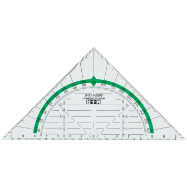 Geometrie-Dreieck Green Line 16cm glasklar grün hinterlegt Geometrie-Dreieck Green Line 16cm glasklar grün hinterlegt - Bild-Darstellung des Produktes 1