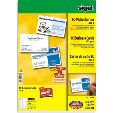 Visitenkarten 3C Ink/Laser/Copy 225g/qm hochweiß VE=1000 Stück Visitenkarten 3C Ink/Laser/Copy 225g/qm hochweiß VE=1000 Stück - Bild-Darstellung des Produktes 1