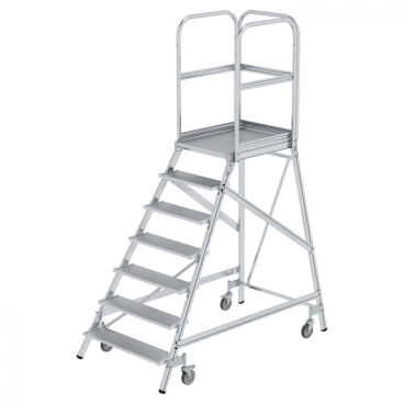 MUNK Podestleiter fahrbar Aluminium geriffelt 7 Stufen 1 Stück - Bild-Darstellung des Produktes 1