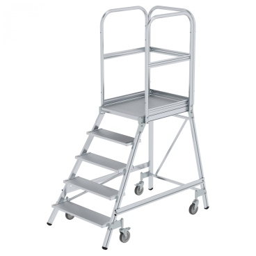 MUNK Podestleiter fahrbar Aluminium geriffelt 5 Stufen 1 Stück - Bild-Darstellung des Produktes 1
