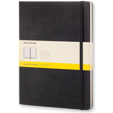 Notizbuch XL 19x25cm kariert Hardcover 96 Blatt schwarz Notizbuch XL 19x25cm kariert Hardcover 96 Blatt schwarz - Bild-Darstellung des Produktes 1