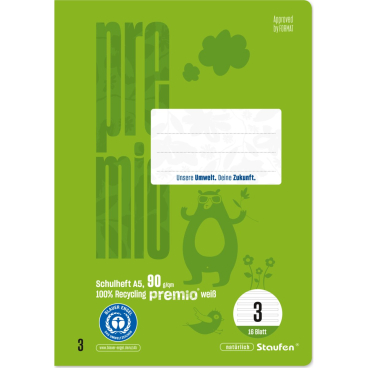 Schulheft Green A5 14 Doppellinien Lineatur 3 16 Blatt Schulheft Green A5 14 Doppellinien Lineatur 3 16 Blatt - Bild-Darstellung des Produktes 1
