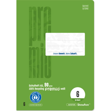 Schulheft Green A5 blanko Lineatur 6 16 Blatt Schulheft Green A5 blanko Lineatur 6 16 Blatt - Bild-Darstellung des Produktes 1