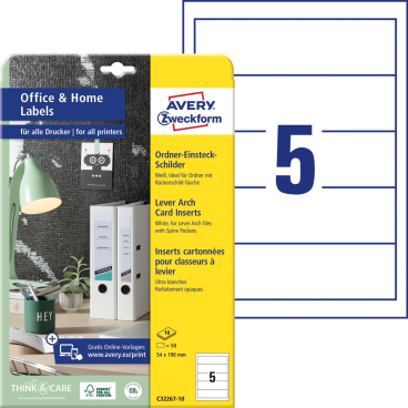 Ordner-Einsteckschilder 54x190mm breit mikroperforiert weiß VE=50 Schilder Ordner-Einsteckschilder 54x190mm breit mikroperforiert weiß VE=50 Schilder - Bild-Darstellung des Produktes 1