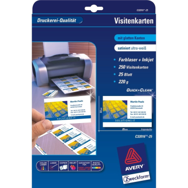 Visitenkarten InkJet/Laser/Kopier 85x54mm 220g/qm VE=250 Stück Visitenkarten InkJet/Laser/Kopier 85x54mm 220g/qm VE=250 Stück - Bild-Darstellung des Produktes 1