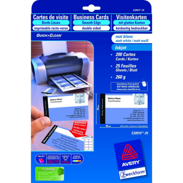 Visitenkarten Inkjet 260g weiß matt VE=200 Stück Visitenkarten Inkjet 260g weiß matt VE=200 Stück - Bild-Darstellung des Produktes 1