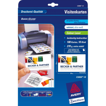 Visitenkarten Premium 85x54 mm 270 g/qm beidseitig satiniert 100 Stück Visitenkarten Premium 85x54 mm 270 g/qm beidseitig satiniert 100 Stück - Bild-Darstellung des Produktes 1