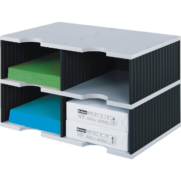 Sortierstation styrodoc Duo JUMBO 4 Fächer grau/schwarz Sortierstation styrodoc Duo JUMBO 4 Fächer grau/schwarz - Bild-Darstellung des Produktes 1
