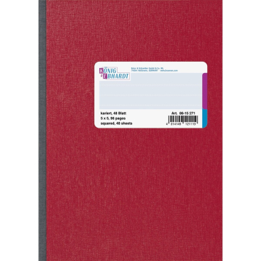 Kladde A5 48 Blatt 70g/qm kariert 5mm Deckelpappe Strukturprägung rot Kladde A5 48 Blatt 70g/qm kariert 5mm Deckelpappe Strukturprägung rot - Bild-Darstellung des Produktes 1