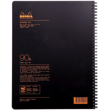 Notizbuch A4+ 80 Blatt Wire-O-Bindung 90g liniert mit Rand schwarz Notizbuch A4+ 80 Blatt Wire-O-Bindung 90g liniert mit Rand schwarz - Bild-Darstellung des Produktes 1