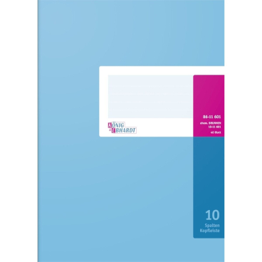 Spaltenbuch mit Kopfleiste A4 10 Spalten 40 Blatt Karton hellblau Spaltenbuch mit Kopfleiste A4 10 Spalten 40 Blatt Karton hellblau - Bild-Darstellung des Produktes 1