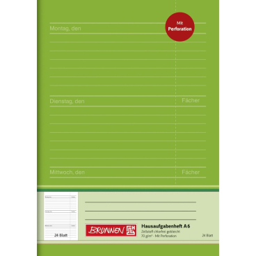 Hausaufgabenheft A6 24 Blatt perforierte Blätter Hausaufgabenheft A6 24 Blatt perforierte Blätter - Bild-Darstellung des Produktes 1