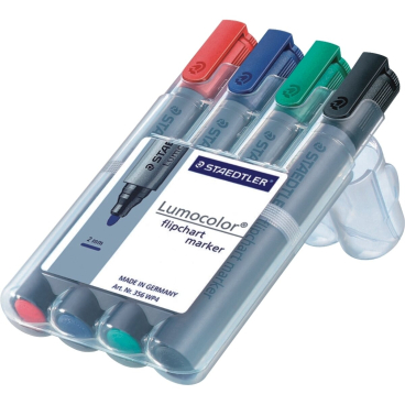 Flipchartmarker Lumocolor 356 Set sortiert VE=4 Stück Flipchartmarker Lumocolor 356 Set sortiert VE=4 Stück - Bild-Darstellung des Produktes 1