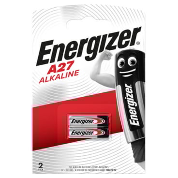 Batterie A27 Alkaline 12 Volt weiß/rot 2 Stück. Batterie A27 Alkaline 12 Volt weiß/rot 2 Stück. - Bild-Darstellung des Produktes 1